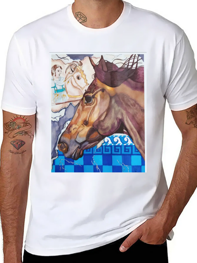 Horse Racing Lightweight Cotton T-Shirt – Daily Comfort Graphic Shirt