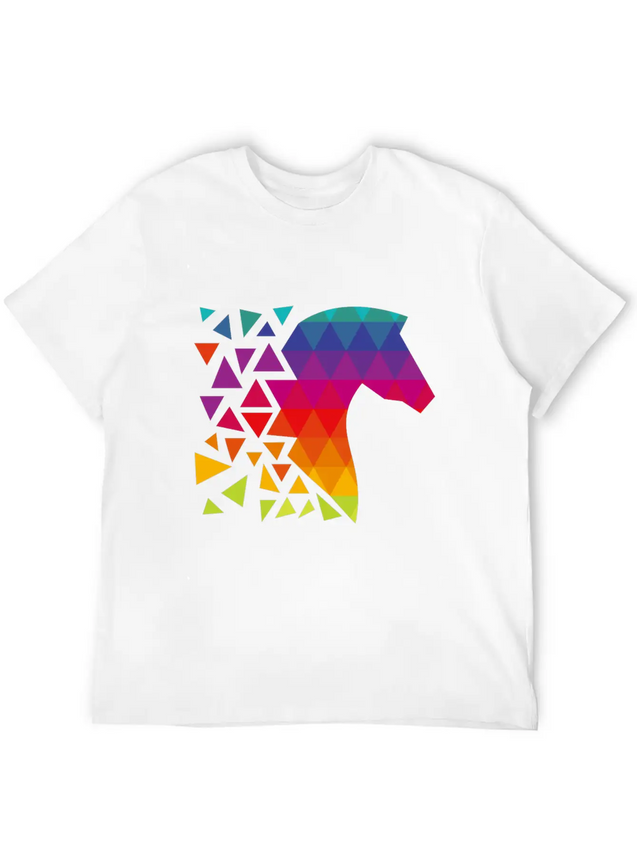 Horse Rainbow Colors Lightweight Cotton T-Shirt – Daily Comfort Graphic Shirt