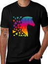 Horse Rainbow Colors Lightweight Cotton T-Shirt – Daily Comfort Graphic Shirt
