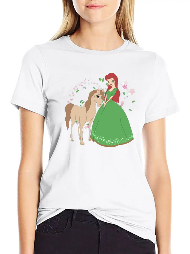 Horse Riding Princess Lightweight Cotton T-Shirt – Daily Comfort Graphic Shirt