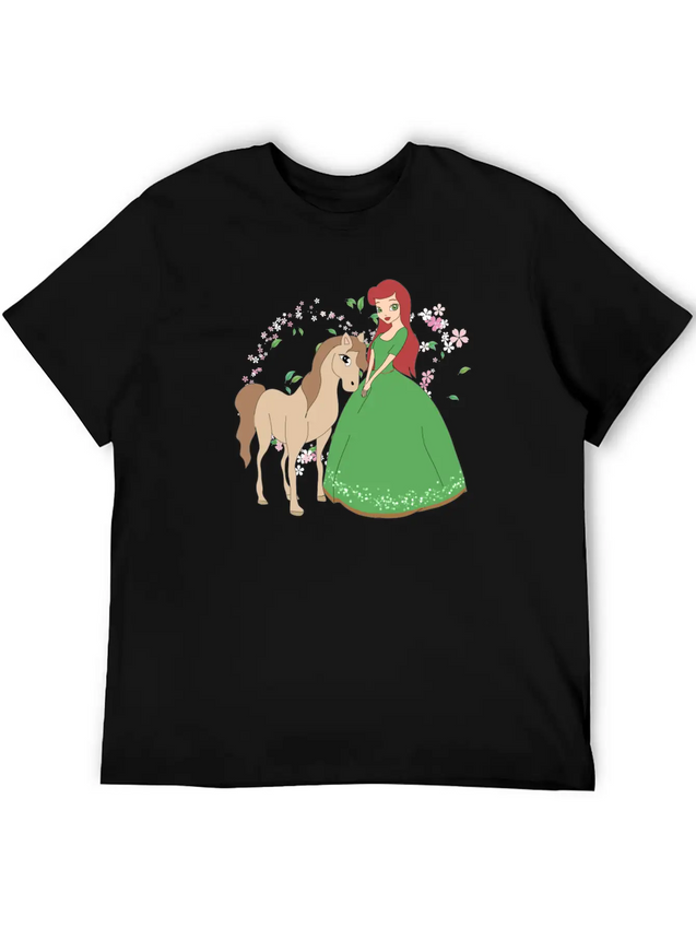 Horse Riding Princess Lightweight Cotton T-Shirt – Daily Comfort Graphic Shirt