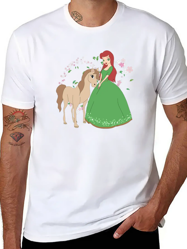 Horse Riding Princess Lightweight Cotton T-Shirt – Daily Comfort Graphic Shirt