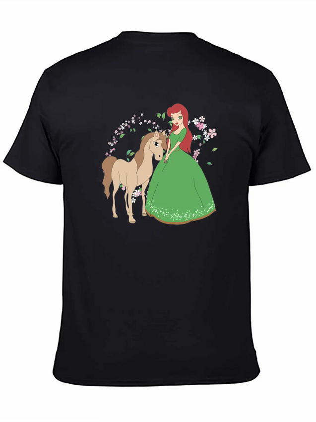 Horse Riding Princess Lightweight Cotton T-Shirt – Daily Comfort Graphic Shirt