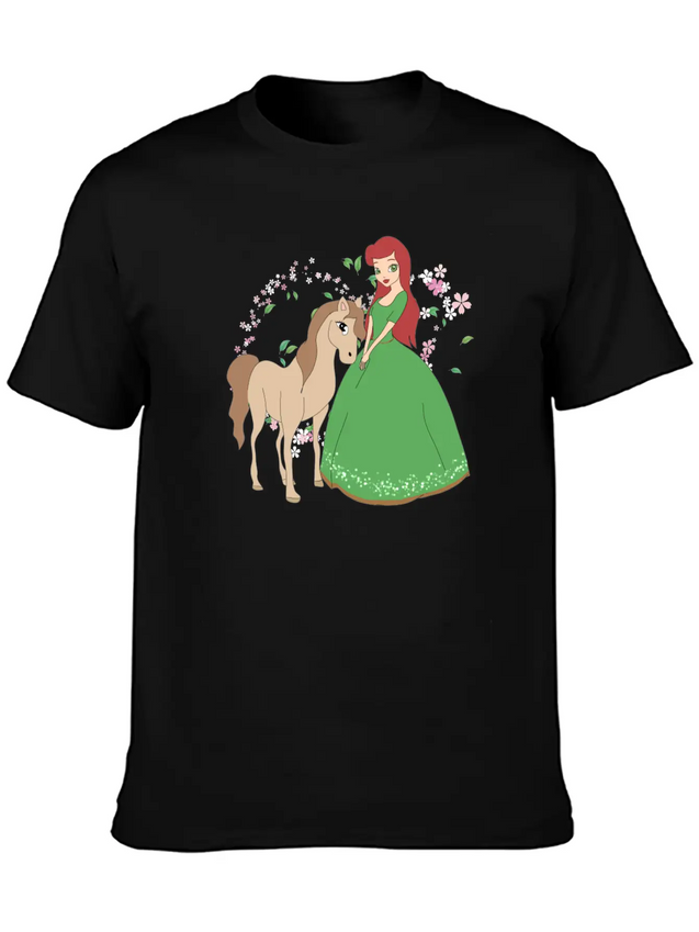 Horse Riding Princess Lightweight Cotton T-Shirt – Daily Comfort Graphic Shirt