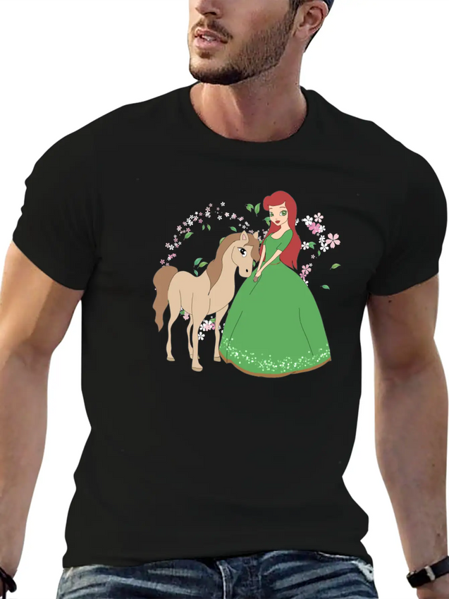 Horse Riding Princess Lightweight Cotton T-Shirt – Daily Comfort Graphic Shirt