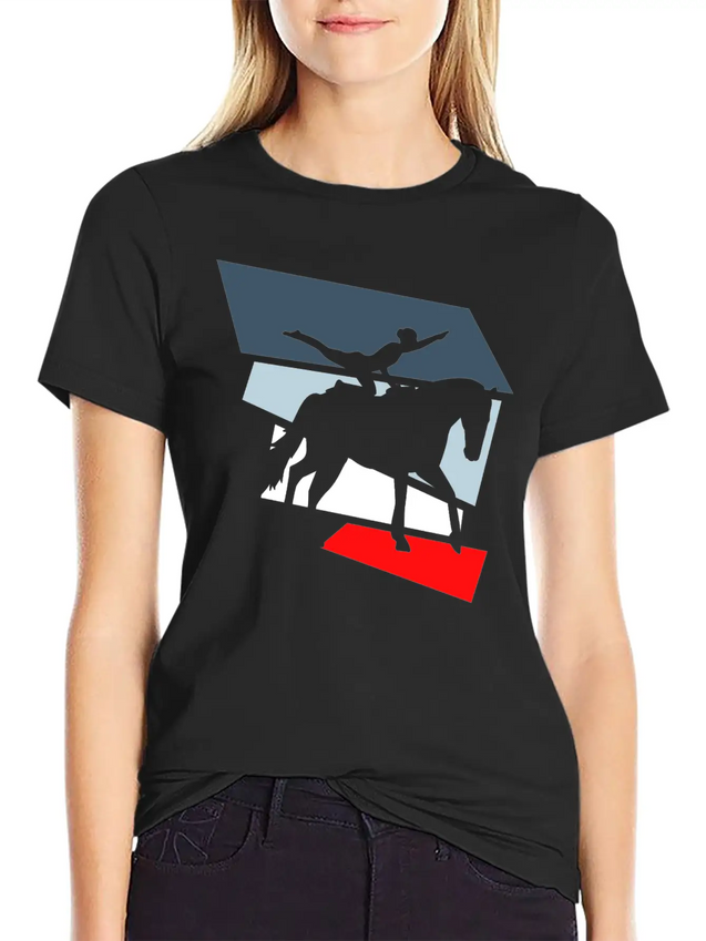Horse Vaulting Acrobatics Lightweight Cotton T-Shirt – Daily Comfort Graphic Shirt