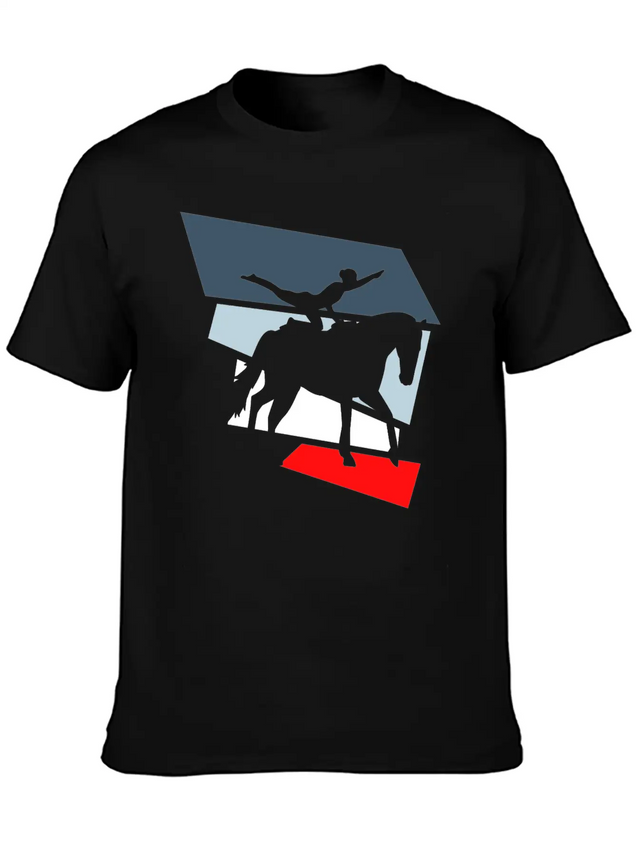Horse Vaulting Acrobatics Lightweight Cotton T-Shirt – Daily Comfort Graphic Shirt