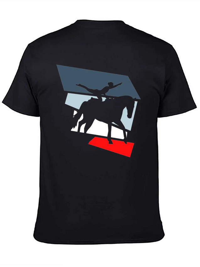 Horse Vaulting Acrobatics Lightweight Cotton T-Shirt – Daily Comfort Graphic Shirt