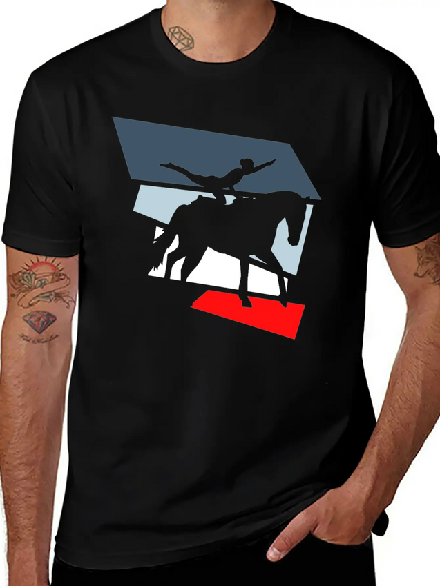 Horse Vaulting Acrobatics Lightweight Cotton T-Shirt – Daily Comfort Graphic Shirt