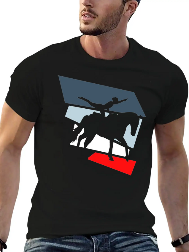 Horse Vaulting Acrobatics Lightweight Cotton T-Shirt – Daily Comfort Graphic Shirt