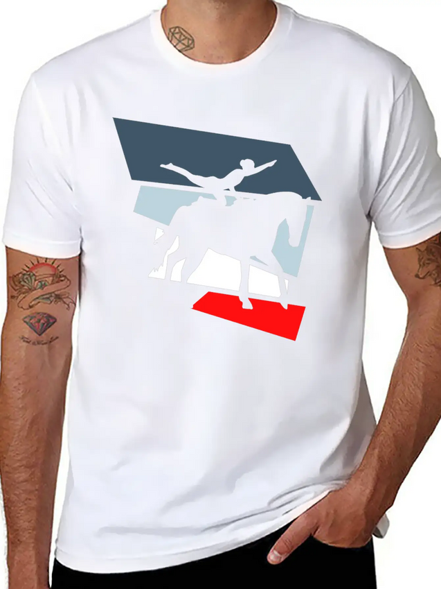 Horse Vaulting Acrobatics Lightweight Cotton T-Shirt – Daily Comfort Graphic Shirt