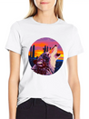 Howling Wolf Desert Sunset Lightweight Cotton T-Shirt – Daily Comfort Graphic Shirt
