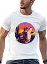 Howling Wolf Desert Sunset Lightweight Cotton T-Shirt – Daily Comfort Graphic Shirt