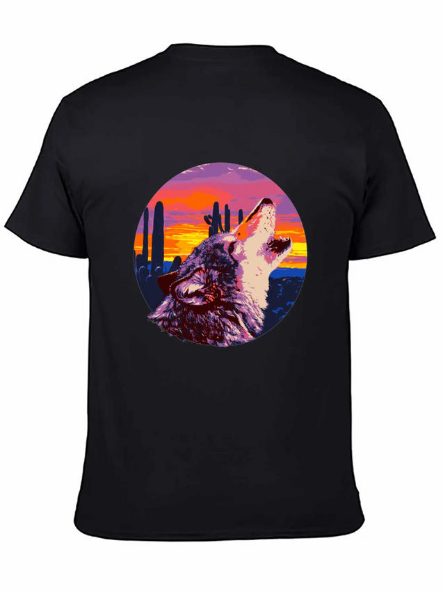 Howling Wolf Desert Sunset Lightweight Cotton T-Shirt – Daily Comfort Graphic Shirt