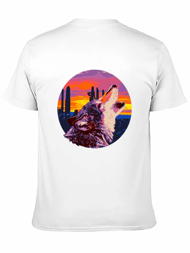 Howling Wolf Desert Sunset Lightweight Cotton T-Shirt – Daily Comfort Graphic Shirt