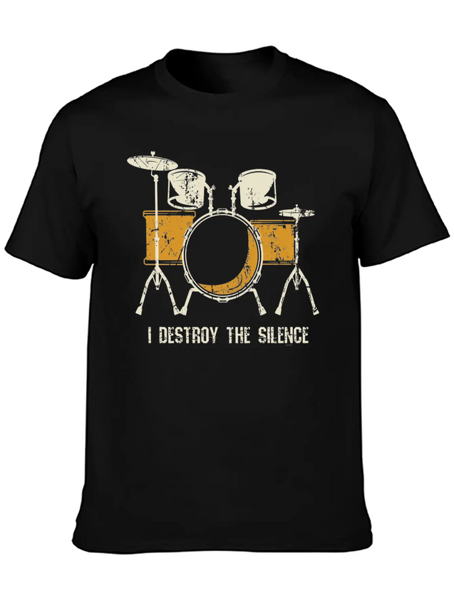 I Destroy Silence Funny Drummer & Percussionist Lightweight Cotton T-Shirt – Daily Comfort Graphic Shirt