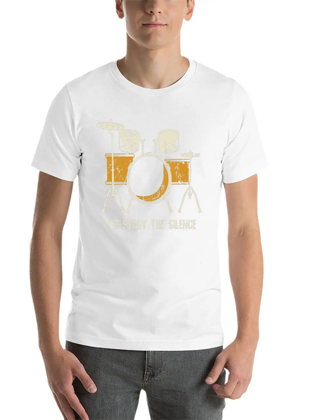 I Destroy Silence Funny Drummer & Percussionist Lightweight Cotton T-Shirt – Daily Comfort Graphic Shirt