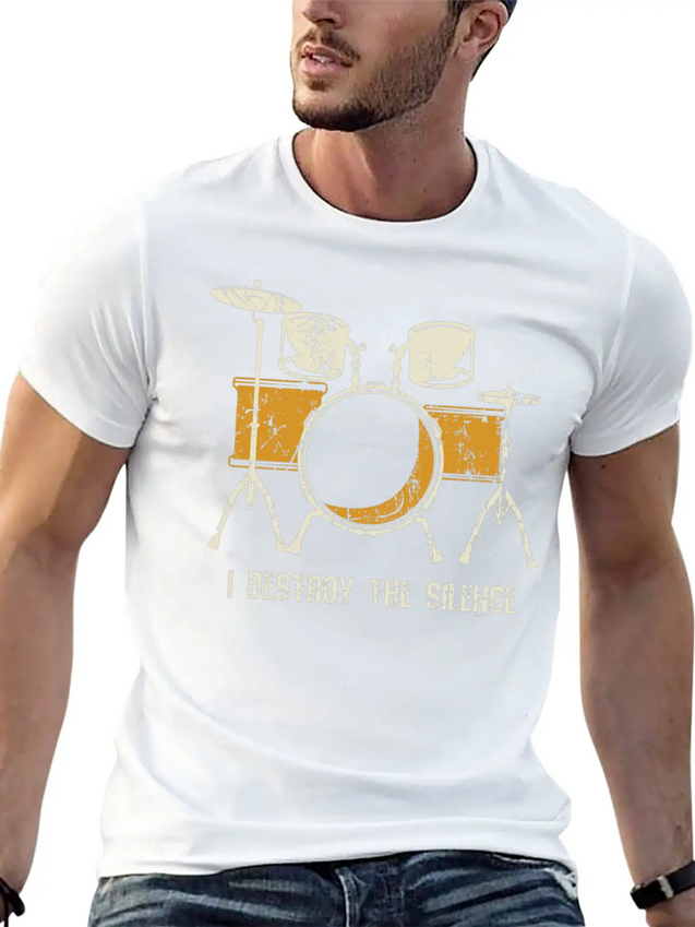 I Destroy Silence Funny Drummer & Percussionist Lightweight Cotton T-Shirt – Daily Comfort Graphic Shirt