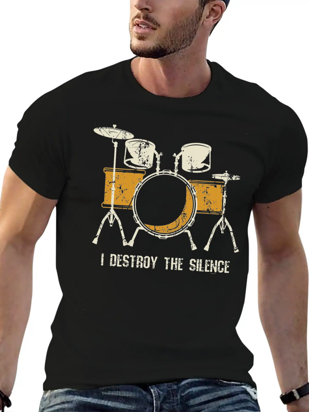 I Destroy Silence Funny Drummer & Percussionist Lightweight Cotton T-Shirt – Daily Comfort Graphic Shirt