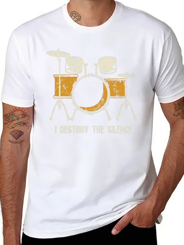 I Destroy Silence Funny Drummer & Percussionist Lightweight Cotton T-Shirt – Daily Comfort Graphic Shirt