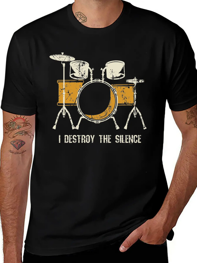 I Destroy Silence Funny Drummer & Percussionist Lightweight Cotton T-Shirt – Daily Comfort Graphic Shirt