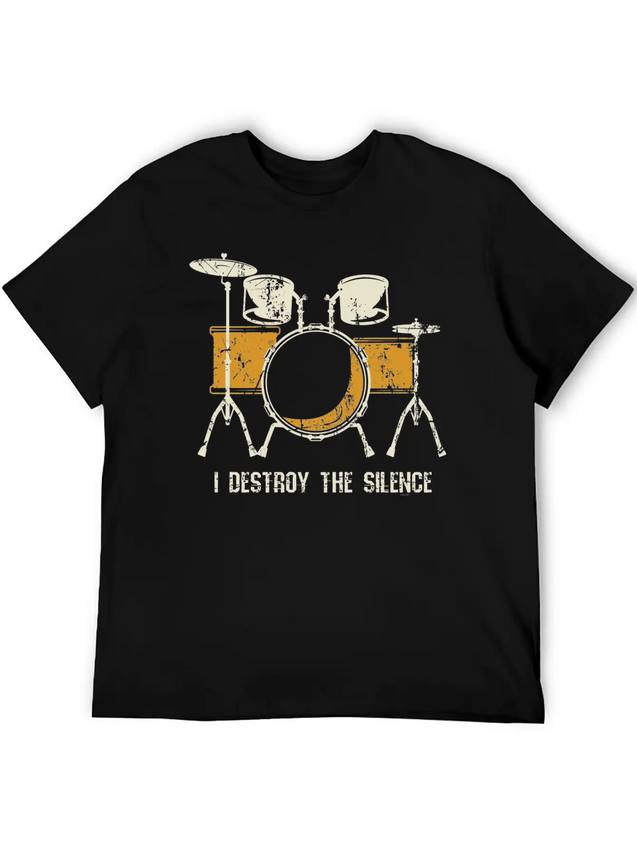 I Destroy Silence Funny Drummer & Percussionist Lightweight Cotton T-Shirt – Daily Comfort Graphic Shirt