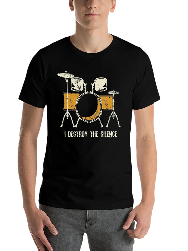 I Destroy Silence Funny Drummer & Percussionist Lightweight Cotton T-Shirt – Daily Comfort Graphic Shirt