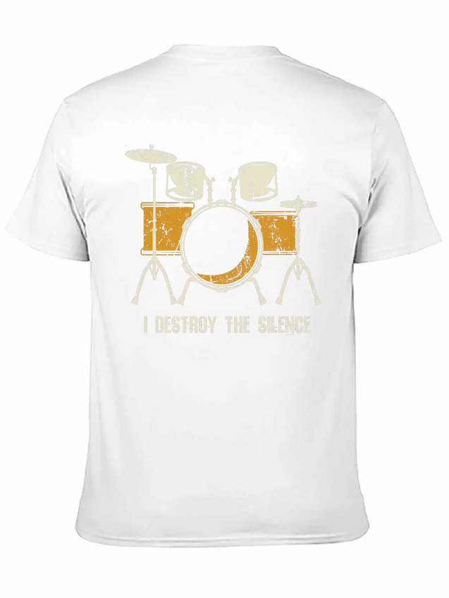 I Destroy Silence Funny Drummer & Percussionist Lightweight Cotton T-Shirt – Daily Comfort Graphic Shirt