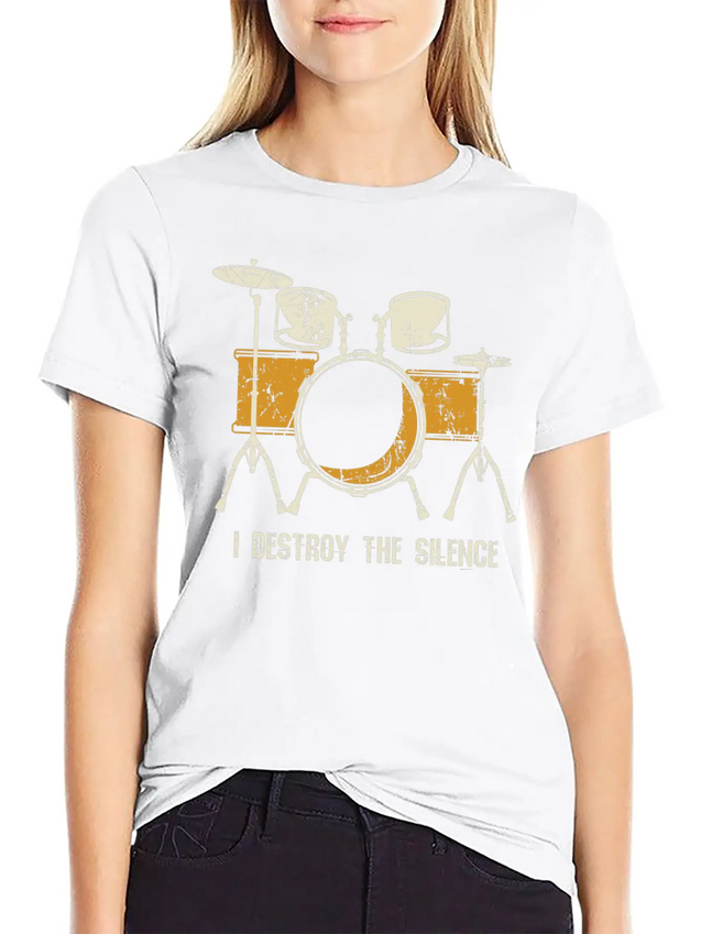 I Destroy Silence Funny Drummer & Percussionist Lightweight Cotton T-Shirt – Daily Comfort Graphic Shirt