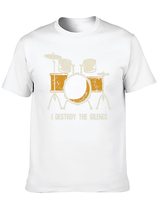 I Destroy Silence Funny Drummer & Percussionist Lightweight Cotton T-Shirt – Daily Comfort Graphic Shirt