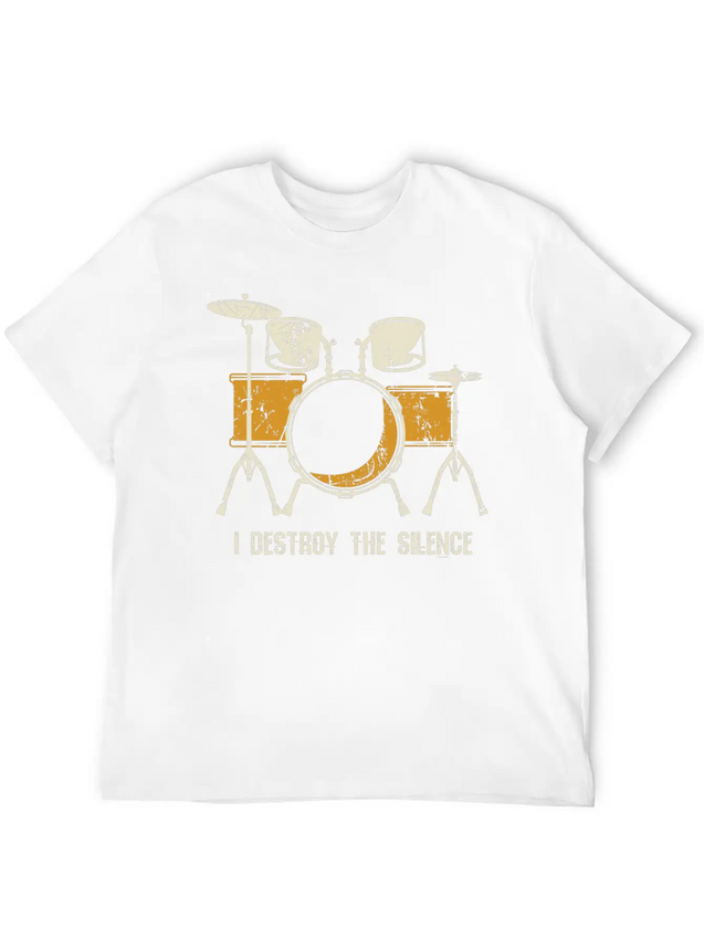 I Destroy Silence Funny Drummer & Percussionist Lightweight Cotton T-Shirt – Daily Comfort Graphic Shirt