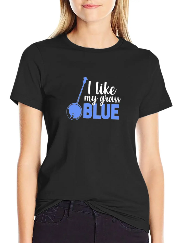I Like My Grass Blue, Banjo Lightweight Cotton T-Shirt – Daily Comfort Graphic Shirt