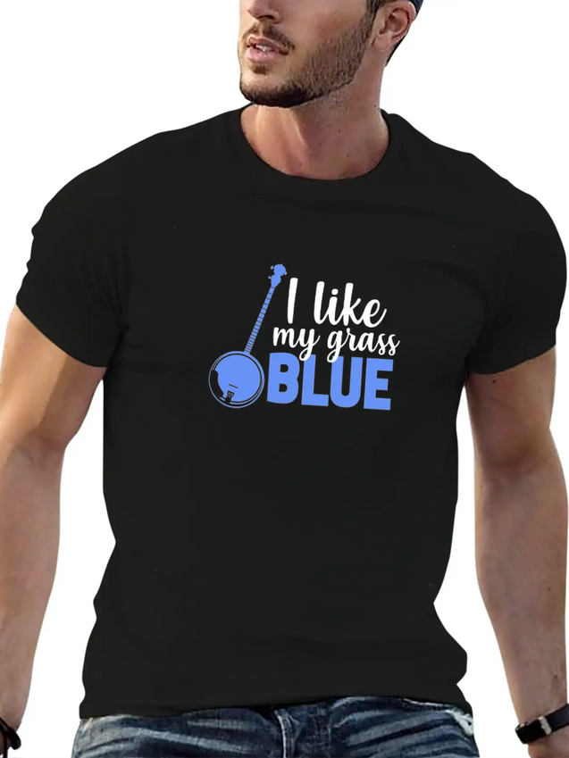 I Like My Grass Blue, Banjo Lightweight Cotton T-Shirt – Daily Comfort Graphic Shirt