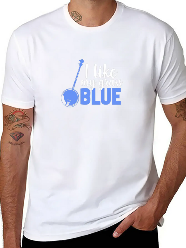 I Like My Grass Blue, Banjo Lightweight Cotton T-Shirt – Daily Comfort Graphic Shirt
