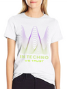 IN TECHNO WE TRUST NEON GREEN PURPLE SOUND WAVES Lightweight Cotton T-Shirt – Daily Comfort Graphic Shirt