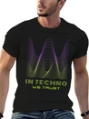 IN TECHNO WE TRUST NEON GREEN PURPLE SOUND WAVES Lightweight Cotton T-Shirt – Daily Comfort Graphic Shirt