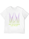 IN TECHNO WE TRUST NEON GREEN PURPLE SOUND WAVES Lightweight Cotton T-Shirt – Daily Comfort Graphic Shirt