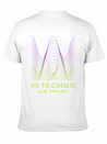 IN TECHNO WE TRUST NEON GREEN PURPLE SOUND WAVES Lightweight Cotton T-Shirt – Daily Comfort Graphic Shirt
