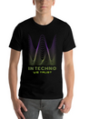 IN TECHNO WE TRUST NEON GREEN PURPLE SOUND WAVES Lightweight Cotton T-Shirt – Daily Comfort Graphic Shirt