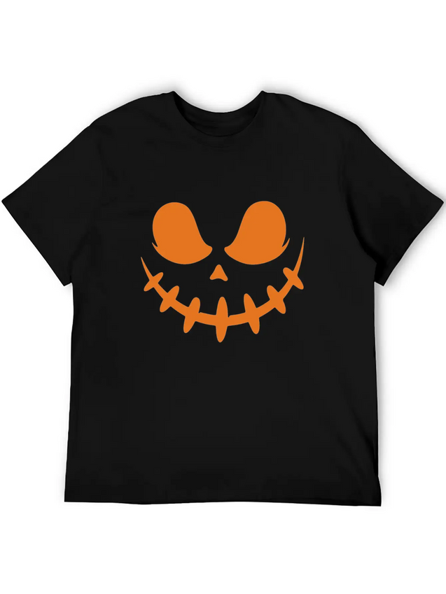 Jack O Lantern Scary Carved Pumpkin Face Halloween Lightweight Cotton T-Shirt – Daily Comfort Graphic Shirt