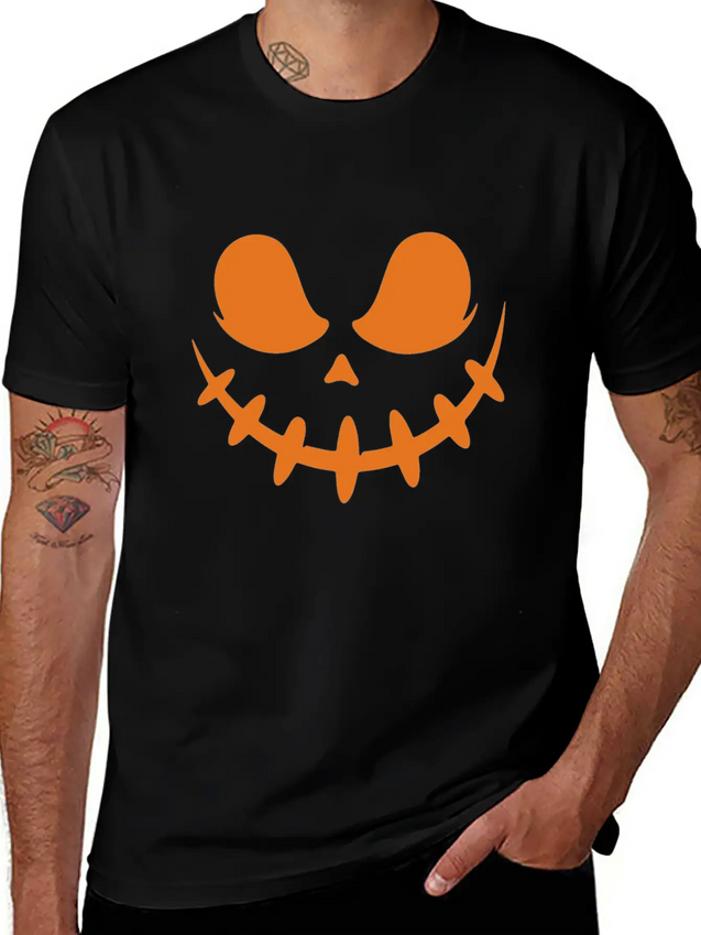 Jack O Lantern Scary Carved Pumpkin Face Halloween Lightweight Cotton T-Shirt – Daily Comfort Graphic Shirt
