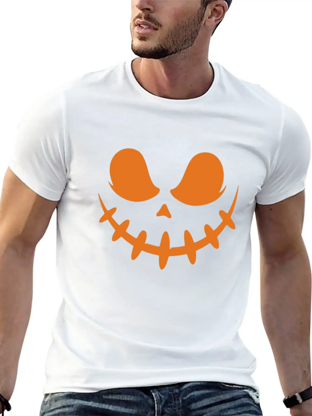 Jack O Lantern Scary Carved Pumpkin Face Halloween Lightweight Cotton T-Shirt – Daily Comfort Graphic Shirt