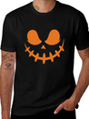 Jack O Lantern Scary Carved Pumpkin Face Halloween Lightweight Cotton T-Shirt – Daily Comfort Graphic Shirt