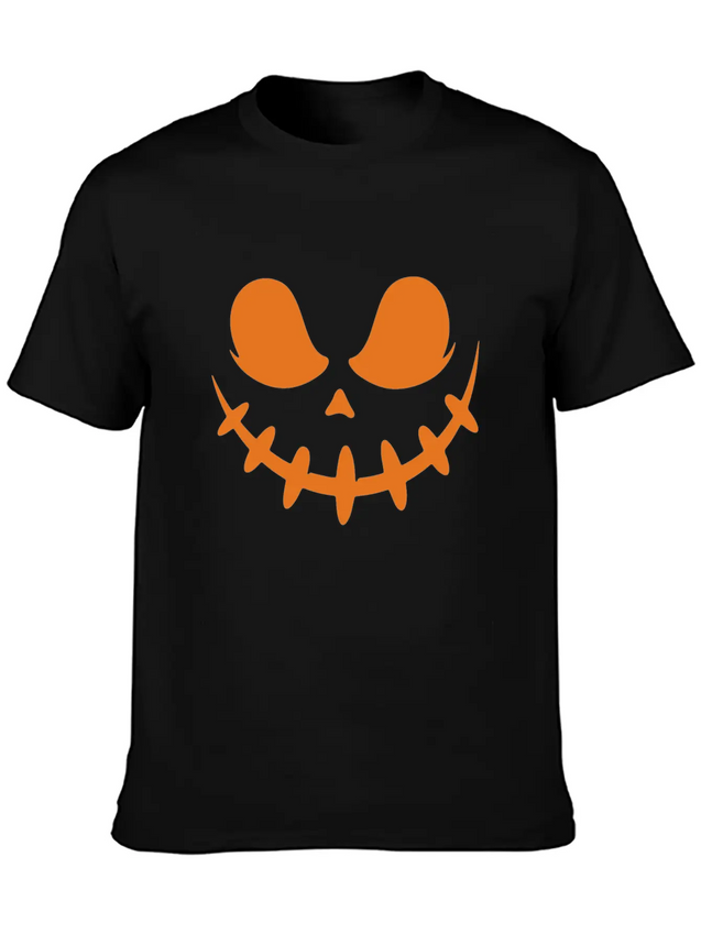 Jack O Lantern Scary Carved Pumpkin Face Halloween Lightweight Cotton T-Shirt – Daily Comfort Graphic Shirt