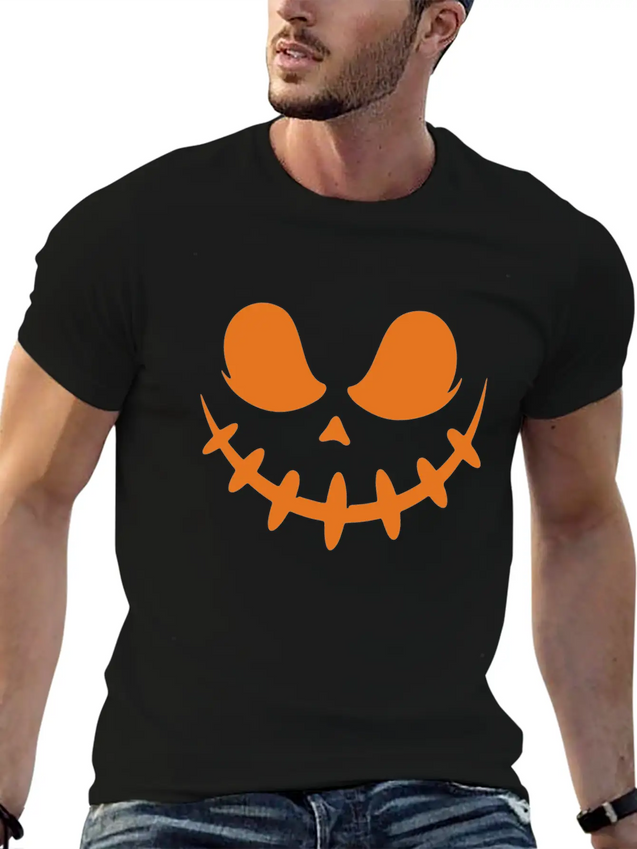 Jack O Lantern Scary Carved Pumpkin Face Halloween Lightweight Cotton T-Shirt – Daily Comfort Graphic Shirt