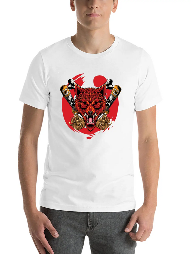 Japanese Wolf Samurai Lightweight Cotton T-Shirt – Daily Comfort Graphic Shirt