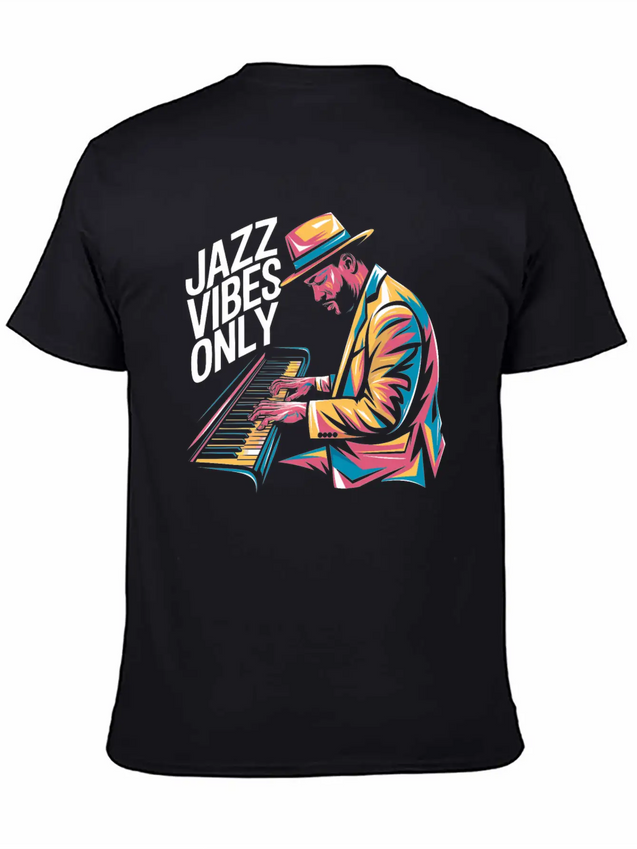 Jazz Vibes Only Piano Art Jazz Lightweight Cotton T-Shirt – Daily Comfort Graphic Shirt