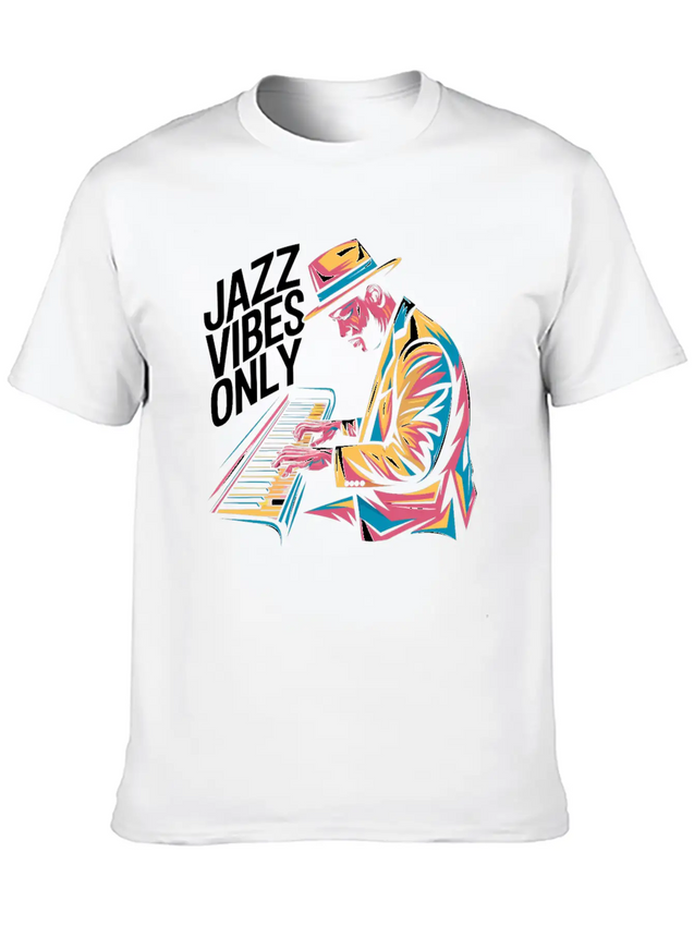 Jazz Vibes Only Piano Art Jazz Lightweight Cotton T-Shirt – Daily Comfort Graphic Shirt