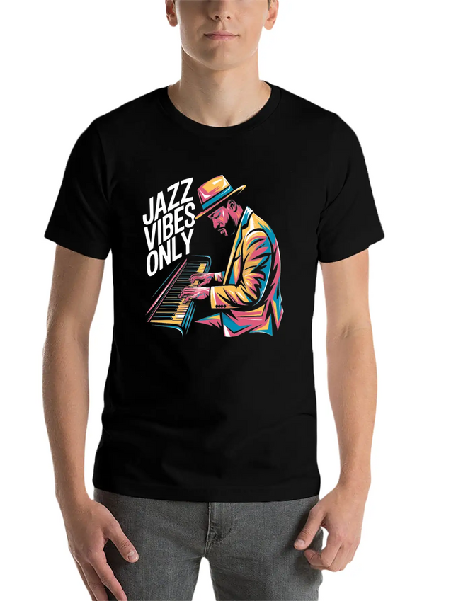 Jazz Vibes Only Piano Art Jazz Lightweight Cotton T-Shirt – Daily Comfort Graphic Shirt