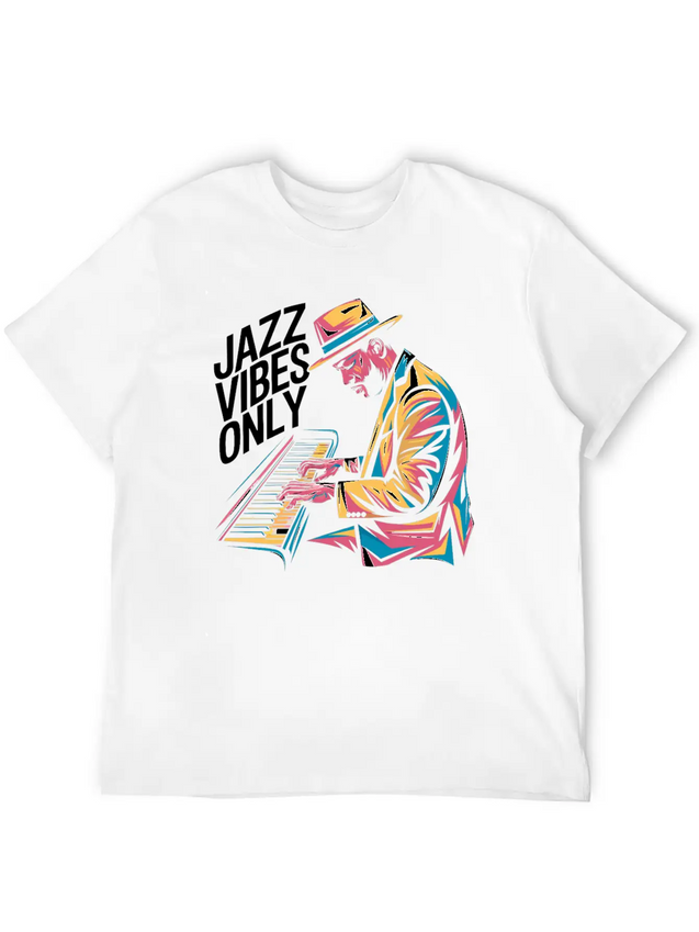 Jazz Vibes Only Piano Art Jazz Lightweight Cotton T-Shirt – Daily Comfort Graphic Shirt